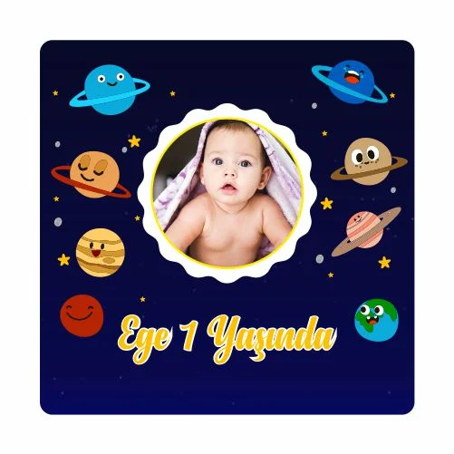 Gezegen Temalı Doğum Günü Magneti